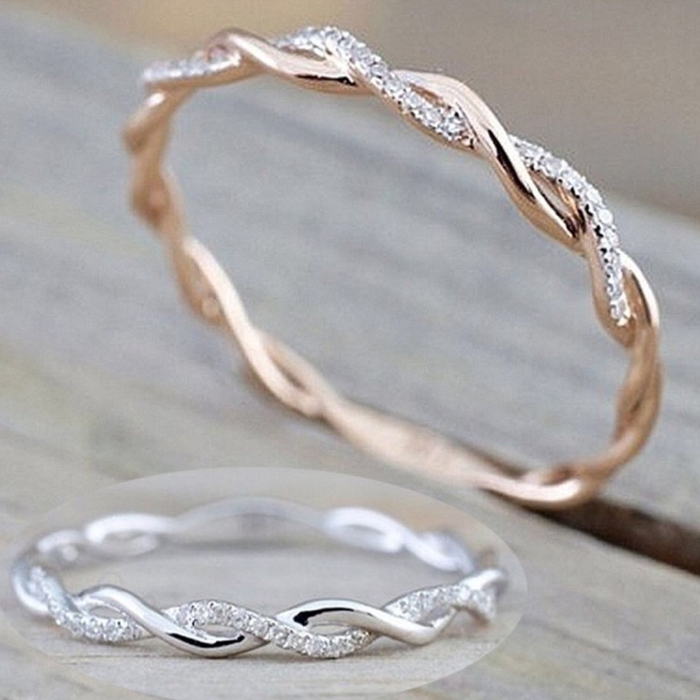 Rose Gold Diamond Twisted Eternity Band Ring - Picture 4 of 8